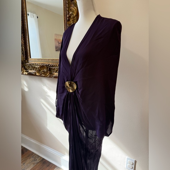 Silvia Tcherassi Purple Draped Gown Gold Belt - Picture 3 of 5